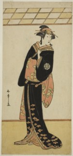 The Actor Nakamura Riko I as Lady Manko (Manko Gozen) (?) in the Play Soga Musume..., c. 1784. Creator: Shunsho.
