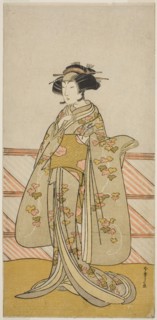The Actor Yoshizawa Iroha I as Tamamo no Mae (?) in the Play Sakuya Kono Hana no..., c. 1776. Creator: Shunsho.