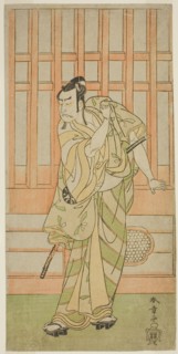 The Actor Nakamura Nakazo I as Kudo Saemon Suketsune (?) in the Play Sakai-cho..., c. 1771. Creator: Shunsho.