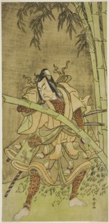 The Actor Nakamura Tomijuro I as Takenuki Goro in the Play Eho Soga Nen-nen-goyomi..., c. 1771. Creator: Shunsho.