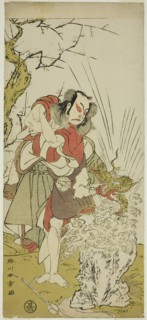 The Actor Nakamura Juzo II as Yushichi (?) in the Play Keisei Momiji no Uchikake (?)..., c. 1772. Creator: Shunsho.