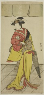 The Actor Iwai Hanshiro IV as Osuwa in the Play Koi no Yosuga Kanagaki Soga, Performed..., c. 1789. Creator: Shunsho.