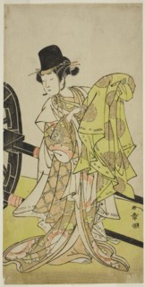 The Actor Yamashita Kinsaku II as Tsukimasu, Acting as Sakura-maru, in the Play Miya..., c. 1773. Creator: Shunsho.