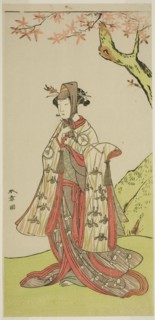 The Actor Iwai Hanshiro IV as Princess Sakura (Sakura Hime) in the Play Wada Sakamori..., c. 1773. Creator: Shunsho.