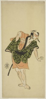 The Actor Otani Hiroji III as Onio Shinzaemon (?) in the Play Bunshin Sugatami Soga (?)..., c. 1765. Creator: Shunsho.