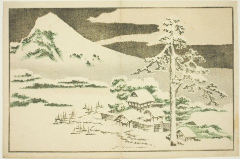 Mount Fuji in Winter, from The Picture Book of Realistic Paintings of Hokusai (Hokusai..., c. 1814. Creator: Hokusai.