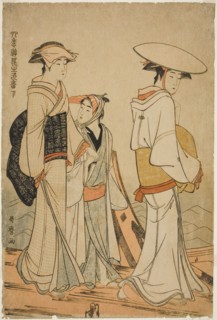 Pleasures of the Four Seasons: Colors and Scents of Flowers, left (Shiki no asobi hana..., c. 1783. Creator: Kitagawa Utamaro.