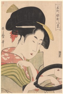 Mirror, from the series “Eight Views of Tea-stalls in Celebrated Places" ("Meisho..., c. 1795/96. Creator: Kitagawa Utamaro.