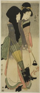 Geisha (Geigi), from the series “Three Amusements of Contemporary Beauties"..., Japan, c. 1800. Creator: Kitagawa Utamaro.