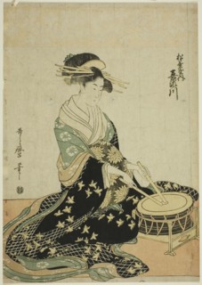 The Courtesan Kisegawa of the Matsubaya, from an untitled series of courtesans of the..., c. 1797. Creator: Kitagawa Utamaro.
