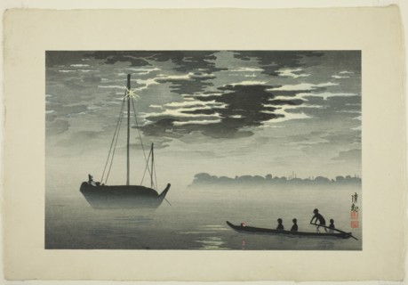 Moonlight through the Clouds off the Haneda Coast, Japan, 1929 (original...pub posthumously). Creator: Kobayashi Kiyochika.