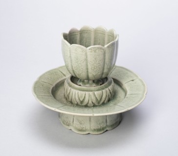 Lobed Cup and Stand with Floral Sprays and Stylized Leaves, North Korea, Goryeo..., 12th /13th cent. Creator: Unknown.