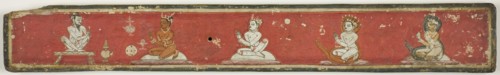 Hindu Manuscript Cover with Two Disciples and a Naga King and Queen..., late 15th/early 16th cent. Creator: Unknown.