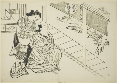 The Hanachirusato Chapter from "The Tale of Genji" (Genji Hanachirusato), from a series..., c. 1710. Creator: Okumura Masanobu.