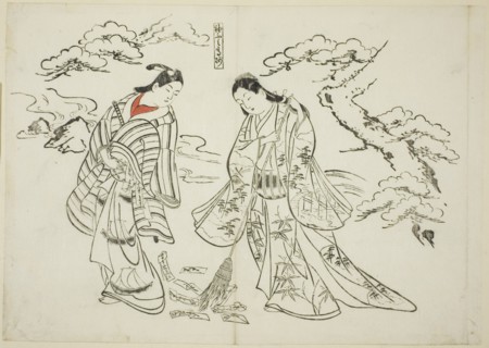 Sleeve-Letter Takasago (Sodefumi Takasago), no. 2 from a series of 12 prints...plays, c. 1716/35. Creator: Okumura Masanobu.