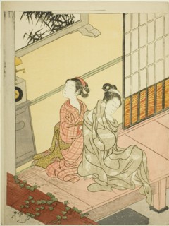 The Evening Bell of the Clock (Tokei no bansho), from the series "Eight Views of the...", c. 1766. Creator: Suzuki Harunobu.
