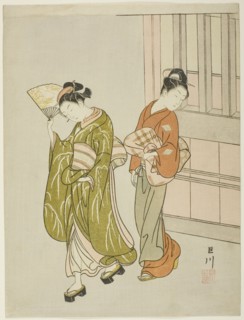 Clearing Breeze from a Fan (Ogi no seiran), from the series "Eight Views of the...", c. 1766. Creator: Suzuki Harunobu.