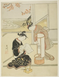The Evening Glow of a Lamp (Andon no sekisho), from the series "Eight Views...", c. 1766. Creator: Suzuki Harunobu.