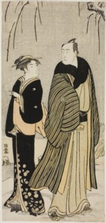 The Actor Matsumoto Koshiro IV and a geisha, from an untitled series of prints showing..., c. 1783. Creator: Torii Kiyonaga.