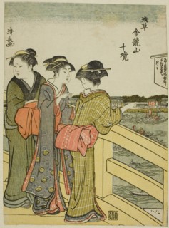 View from Azuma Bridge, from the series "Ten Precincts of Kinryuzan Temple in Asakusa..., c. 1783. Creator: Torii Kiyonaga.