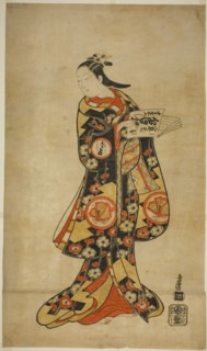 The Actor Sanjo Kantaro II as Oshichi in the play "Nanakusa Fukki Soga," performed at the, 1718. Creator: Torii Kiyonobu I.