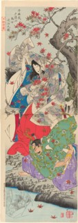 Taira Koremochi Conquering the Devil Woman on Mount Togakushi (Taira no Koremochi..., 1887. Creator: Tsukioka Yoshitoshi.