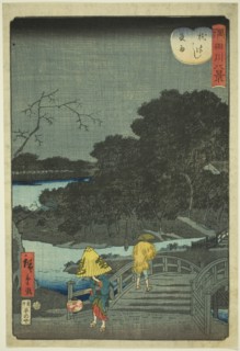 Night Rain at Makura Bridge (Makurabashi yau), from the series "Eight Views of the Sumida..., 1861. Creator: Utagawa Hiroshige II.
