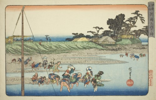 Gathering Shellfish at Low Tide at Susaki (Susaki shiohigari), from the series "Famous..., c1832/34. Creator: Ando Hiroshige.