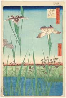 Irises at Horikiri (Horikiri no hanashobu), from the series "One Hundred Famous Views..., 1857. Creator: Ando Hiroshige.