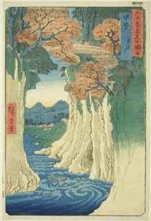 Kai Province: Monkey Bridge (Kai, Saruhashi), from the series "Famous Places in the..., 1853. Creator: Ando Hiroshige.