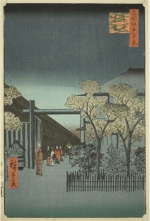 Yoshiwara Licensed Quarters at Dawn (Kakuchu shinonome), from the series "One Hundred..., 1857. Creator: Ando Hiroshige.