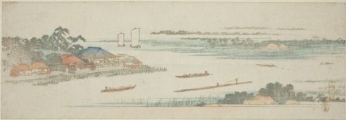 Mouth of the Naka River (Nakagawa guchi no zu), from an untitled series of famous...c. 1839/40. Creator: Ando Hiroshige.