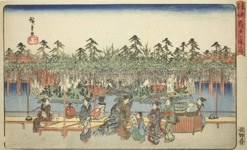 Wisteria at Kameido (Kameido Tenjin fuji hana), from the series "Famous Places in the...", c1839/42. Creator: Ando Hiroshige.