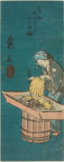 Kuwana, section of sheet no. 10 from the series "Cutout Pictures of the Tokaido..., c. 1848/52. Creator: Ando Hiroshige.