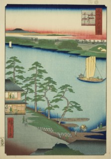 Niijuku Ferry (Niijuku no watashi), from the series "One Hundred Famous Views of Edo..., 1857. Creator: Ando Hiroshige.