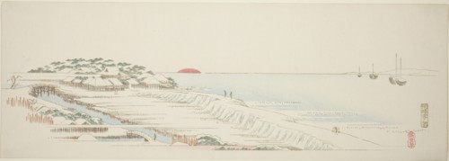 Morning Snow at Susaki (Susaki yuki no asa), from the series "Thirteen Views of the..., c. 1837/44. Creator: Ando Hiroshige.