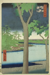 The Paulownia Grove at Akasaka (Akasaka Kiribatake), from the series "One Hundred..., 1856. Creator: Ando Hiroshige.