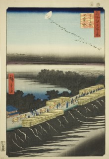Nihon Embankment, Yoshiwara (Yoshiwara Nihonzutsumi), from the series "One..., 1857. Creator: Ando Hiroshige.