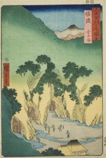 Sado Province: Gold Mines (Sado, Kinzan), from the series "Famous Places in the Sixty-odd... 1853. Creator: Ando Hiroshige.