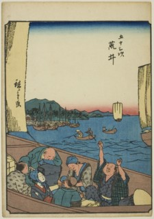 Arai, from the series "Fifty-three Stations [of the Tokaido] (Gojusan tsugi)," also known..., 1852. Creator: Ando Hiroshige.