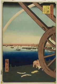 Ushimachi at Takanawa (Takanawa Ushimachi), from the series "One Hundred Famous..., 1857. Creator: Ando Hiroshige.