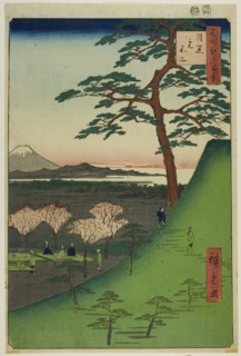 Original Fuji, Meguro (Meguro Moto-Fuji), from the series "One Hundred Famous...", 1857. Creator: Ando Hiroshige.