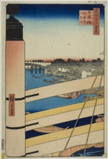 Nihon Bridge and Edo Bridge (Nihonbashi, Edobashi), from the series "One Hundred..., 1857. Creator: Ando Hiroshige.