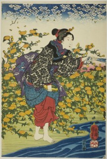 The Ide Jewel River in Yamashiro Province (Yamashiro kuni Ide no Tamagawa), from an..., c. 1847/52. Creator: Utagawa Kuniyoshi.