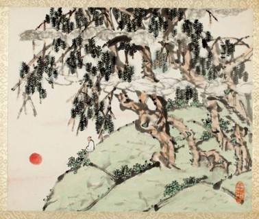 Landscape and Figure, from an album of Landscapes and Calligraphy for Liu Songfu..., 1895/96. Creator: Xugu.