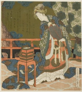 Two Chinese Women Examining Thread and a Spider’s Web in a Box, from the...", c. 1824. Creator: Gakutei.