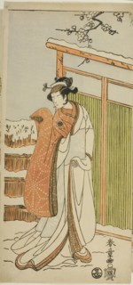 The Actor Segawa Kikunojo II as Yuki Onna (the Snow Woman) in a dance interlude in scen..., c. 1770. Creator: Shunsho.