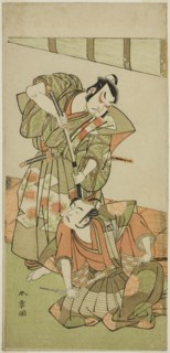 The Actors Ichikawa Yaozo II as Konoshita Hyokichi (?) (right), and Sakata Hangoro II..., c. 1775. Creator: Shunsho.