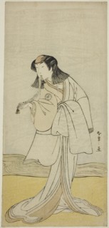 The Actor Segawa Kikunojo III as Miura no Katagai Disuigsed as the Nun Narukami, in the..., c. 1780. Creator: Shunsho.