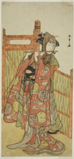 The Actor Segawa Kikunojo III as Kojoro-gitsune Disguised as the Florist Okiku in the P..., c. 1780. Creator: Shunsho.